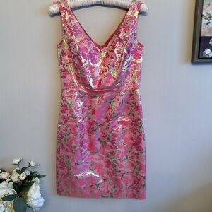 Floral Pink and Gold Dress